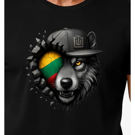 Vīriešu melns T-krekls Wolf grey PK4031