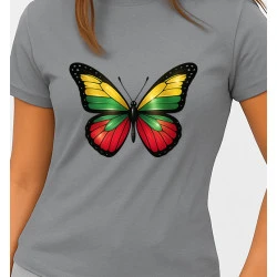 Sieviešu pelēks T-krekls Butterfly