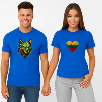 Zils T-kreklu komplekts Heart Geometric Wolf