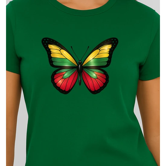 Sieviešu tumši zaļš T-krekls Butterfly PK4025