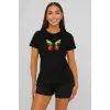 Sieviešu melns T-krekls Butterfly PK4025