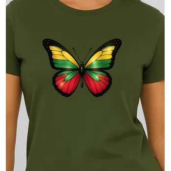 Sieviešu haki T-krekls Butterfly