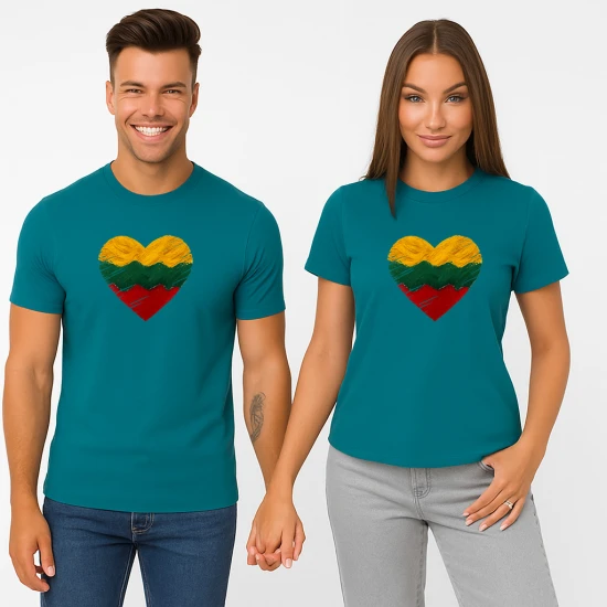 T-kreklu komplekts tirkīza krāsā Sirds PK4028