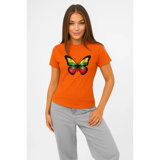 Sieviešu oranžs T-krekls Butterfly PK4025