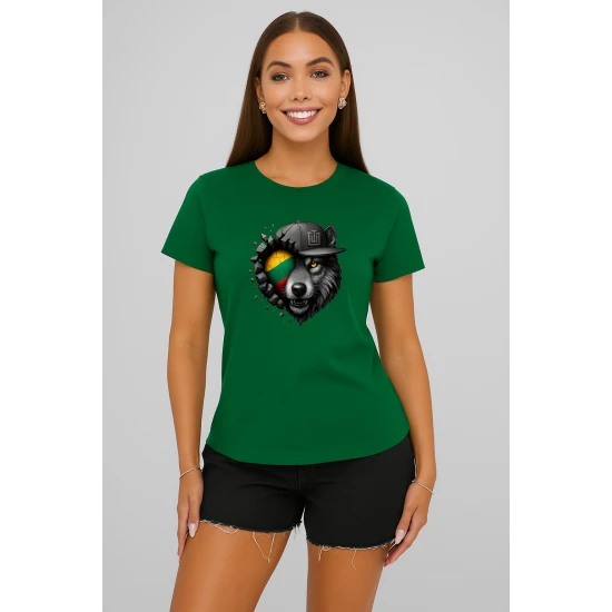 Sieviešu zaļš T-krekls Wolf grey PK4029