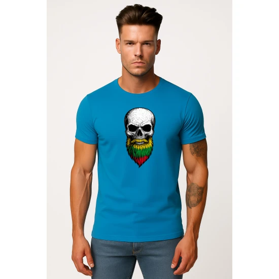 Vīriešu tirkīza krekliņš Skull and Beard PK4015