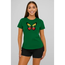 Sieviešu tumši zaļš T-krekls Butterfly