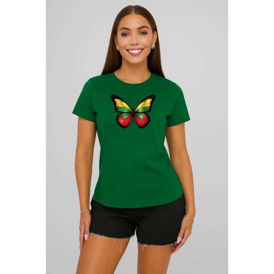 Sieviešu tumši zaļš T-krekls Butterfly PK4025