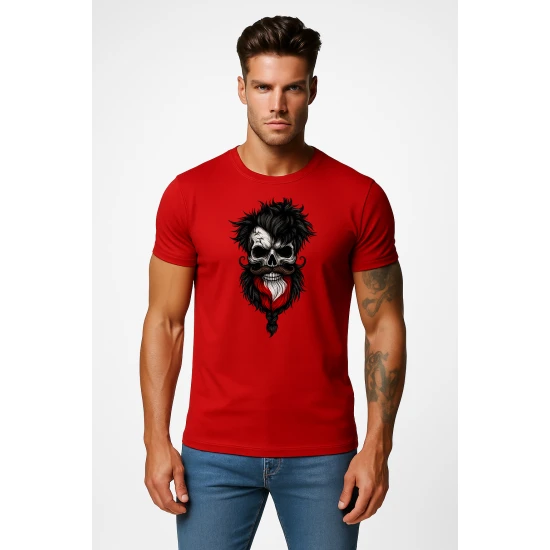 Vīriešu sarkans T-krekls Polija galvaskauss PK4040