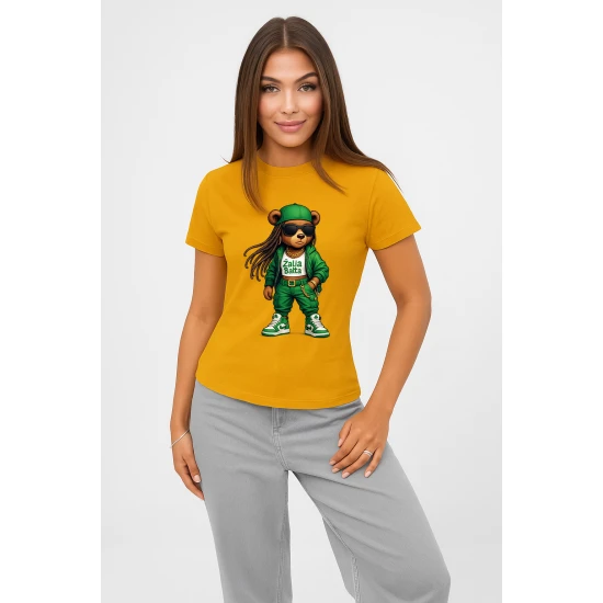 Sieviešu spilgti dzeltens T-krekls Bear PK4023