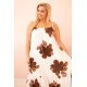Sieviešu balta kleita ar brūniem ziediem Honey 33253