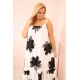 Sieviešu balta kleita ar melniem ziediem Honey 33249