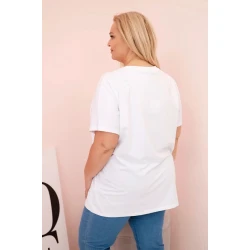 Sieviešu balts T-krekls ar oranžu detaļu Day dream