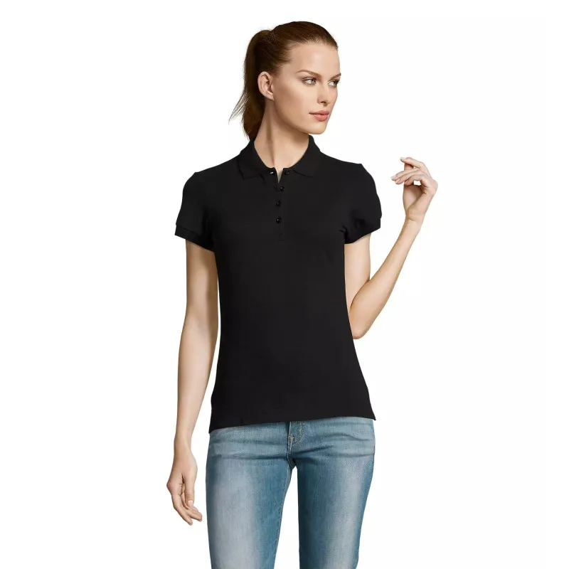Sieviešu melns polo krekls Passion PK11343