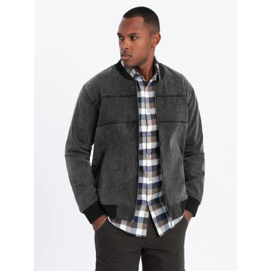 Vīriešu bomberjaka melnā krāsā Norvi V2 OM-JADJ-0163