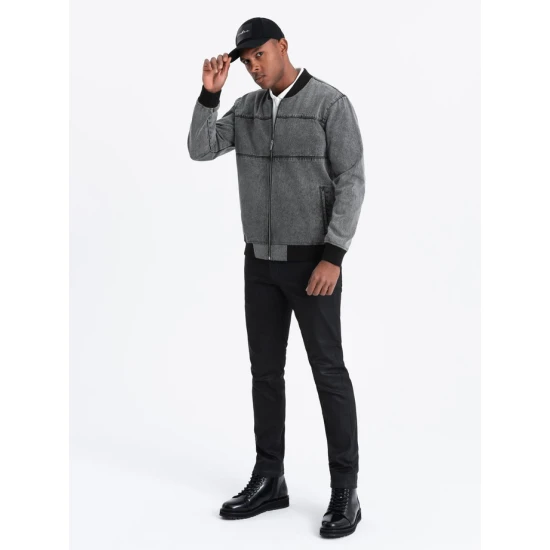 Vīriešu bomber stila pelēka jaka Norvi V1 OM-JADJ-0163