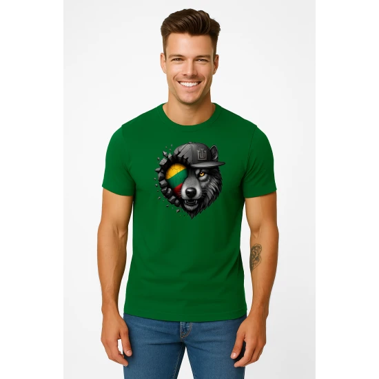 Vīriešu tumši zaļš T-krekls Wolf grey PK4031