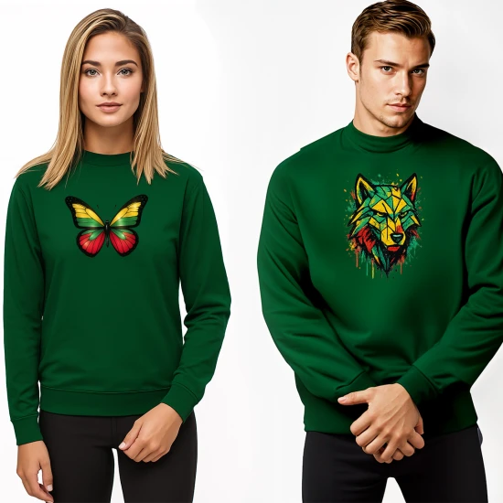 Zaļš džemperu komplekts tauriņš-ģeometrisks vilks PK4014