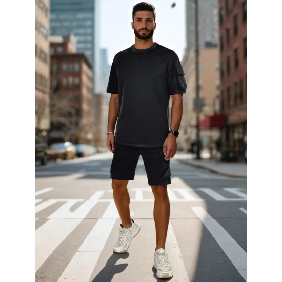 Vīriešu melns treniņtērps AX0799