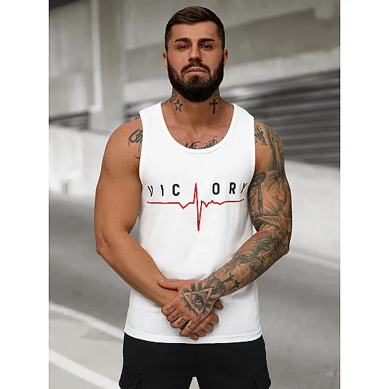 Vīriešu balts krekls bez piedurknēm Victory JS/8B1703/1Z