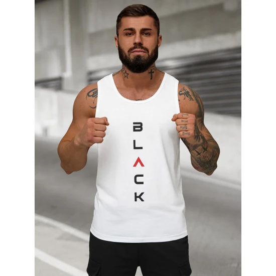 Vīriešu balts T-krekls bez piedurknēm Atpakaļ JS/8B1705/1Z