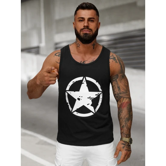 Vīriešu melns T-krekls bez piedurknēm West JS/8B1706/3Z