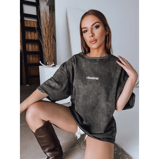 Sieviešu tumši pelēks T-krekls Klasisks RY2632