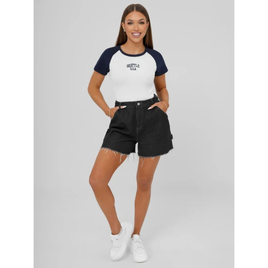 Sieviešu balts/tumši zils krekls Seattle USA JS/R61627