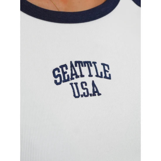 Sieviešu balts/tumši zils krekls Seattle USA JS/R61627