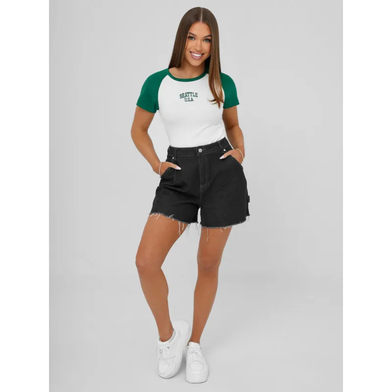 Sieviešu balts/zaļš krekls Seattle USA JS/R61627