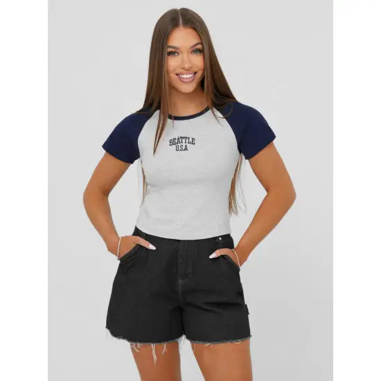 Sieviešu pelēks/tumši zils krekls Seattle USA JS/R61627