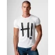Vīriešu balts T-krekls Hi T-krekls ar saukļiem