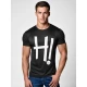 Vīriešu melns T-krekls Hi T-krekls ar saukļiem