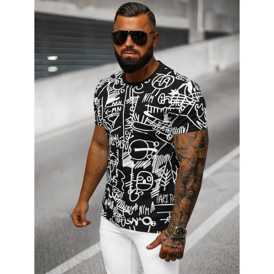 Vīriešu melns krekls Line O/T1269/3