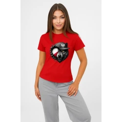 Sieviešu sarkans T-krekls Polija vilks