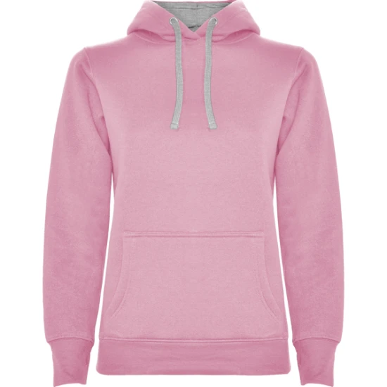 Sieviešu gaiši rozā/pelēks džemperis ar kapuci Urban women Džemperi ar kapuci Roly