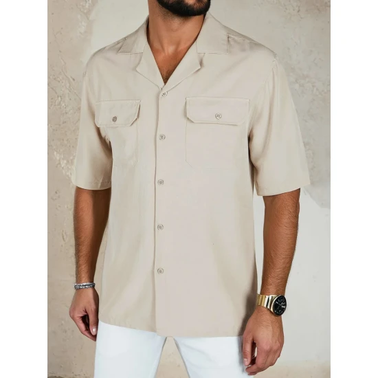 Brūns vīriešu krekls ar īsām piedurknēm Kenat Krekli