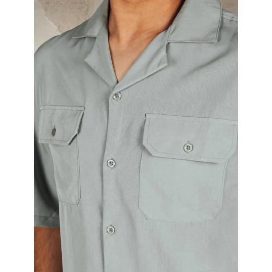 Vīriešu pelēks krekls ar īsām piedurknēm Kenat Krekli