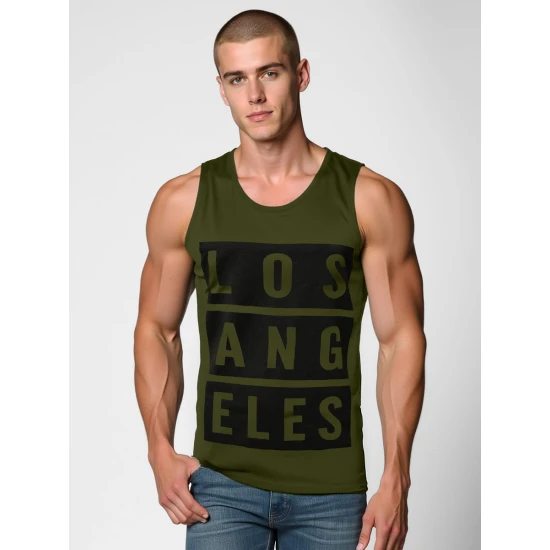 Vīriešu tumši zaļš krekls Los Angeles T-krekls ar saukļiem