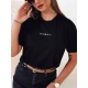 Sieviešu melns T-krekls Woman T-krekls ar saukļiem