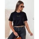 Sieviešu melns T-krekls Woman T-krekls ar saukļiem