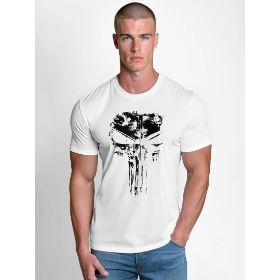 Vīriešu balts krekls Rebel T-krekls ar saukļiem