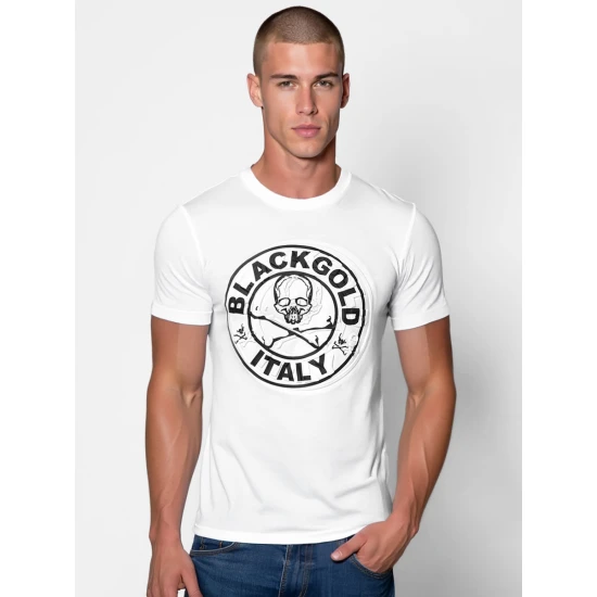 Vīriešu balts T-krekls Blackgold T-krekls ar saukļiem