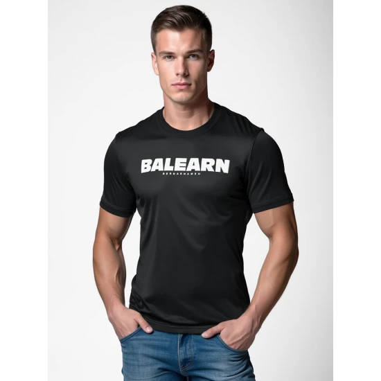 Vīriešu melns T-krekls Balearn T-krekls ar saukļiem