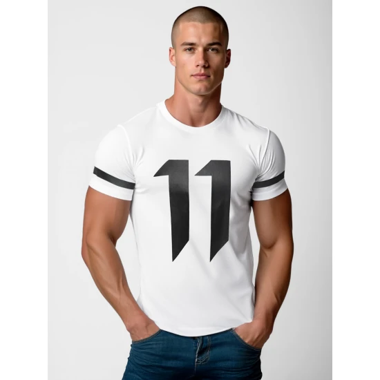 Vīriešu balts T-krekls Eleven T-krekls ar saukļiem