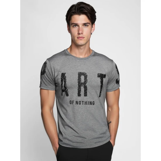 Vīriešu pelēks T-krekls Daļa T-krekls ar saukļiem