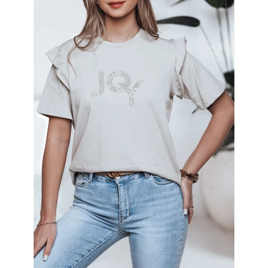 Sieviešu gaiši pelēks t-krekls Joy T-krekls ar saukļiem