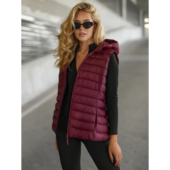 Sieviešu bordo krāsas veste ar kapuci Senti Sieviešu vestes