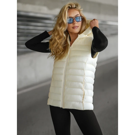 Sieviešu balta jaka ar kapuci Senti Sieviešu vestes