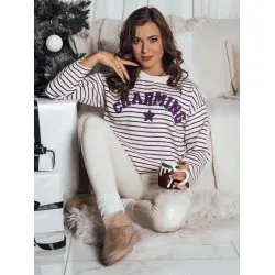 Sieviešu džemperis ar baltiem/violetiem svītrām Charming